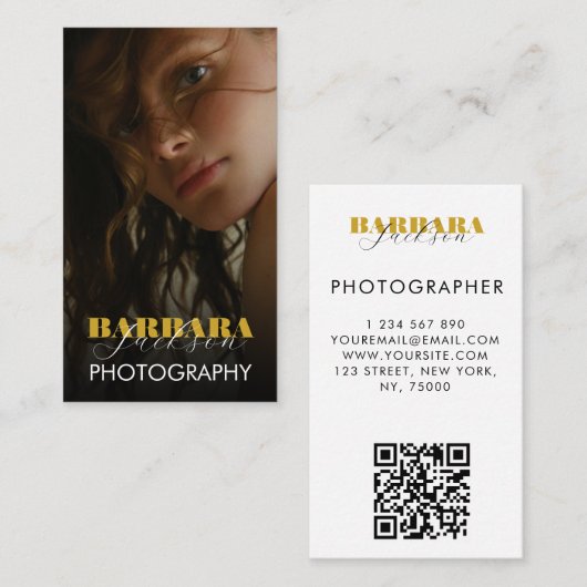 Fotografie Eleganter Beruflicher QR-Code Visitenkarte (Vorne/Hinten)