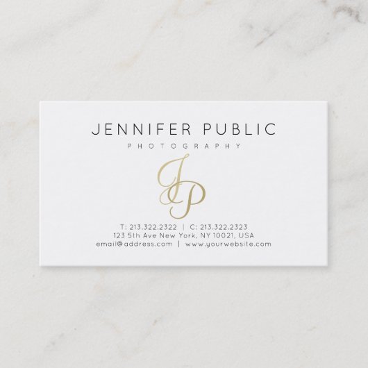 Fotografie Eleganter Fotograf Gold Monogram Visitenkarte (Vorderseite)