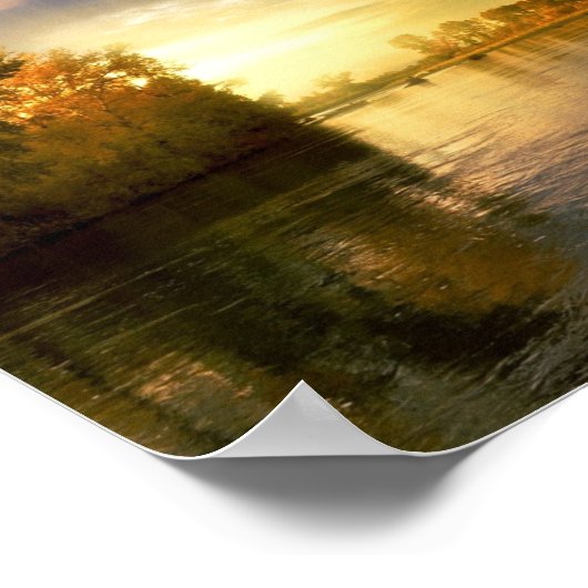 Fotografie. Fluss Sunset. Poster (Ecke)