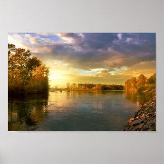 Fotografie. Fluss Sunset. Poster