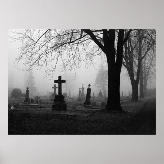 Fotografie für den Verkauf - Friedhof Fog 1 Poster (Vorne)