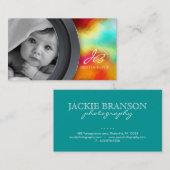 Fotografie-Geschäfts-Karten-Foto-mutiger Türkis Visitenkarte (Vorne/Hinten)