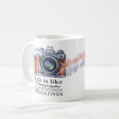 Fotografie-Geschenk-Tasse, mit Lebenzitat, Kaffeetasse (Vorderseite Links)