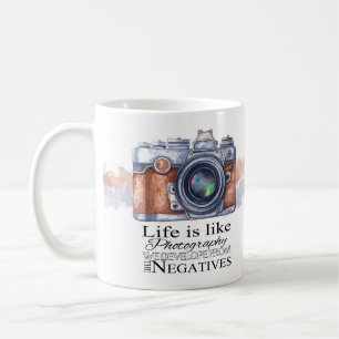 Fotografie-Geschenk-Tasse, mit Lebenzitat, Kaffeetasse