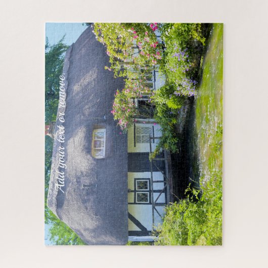 Fotografie, Hütte und Garten mit Strohdach Puzzle (Vertikal)