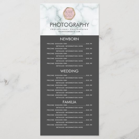 Fotografie - Ihr Logo-Menü mit grauem Marmor Menükarte (Vorderseite)