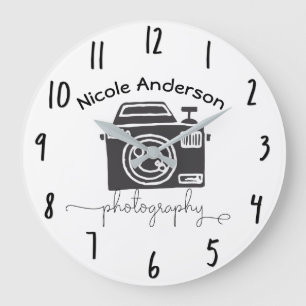 Fotografie Kamera Modernes Minimal Logo Grafik Große Wanduhr