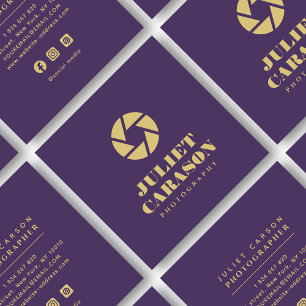 Fotografie kühne Typografie Royal Lila Quadratische Visitenkarte