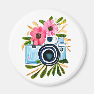Fotografie-Liebhaber Vintage-Kamera und Blumen Magnet