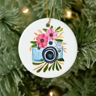 Fotografie liebt Vintage Kamera und Blume Keramik Ornament