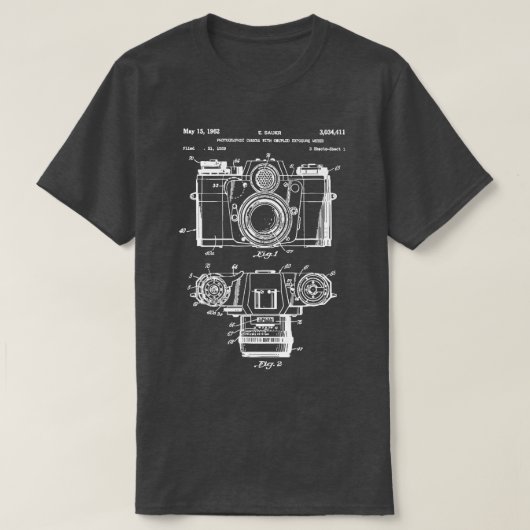 Fotografie Lover Gift Camera Vintager Patentdruck T-Shirt (Design vorne)