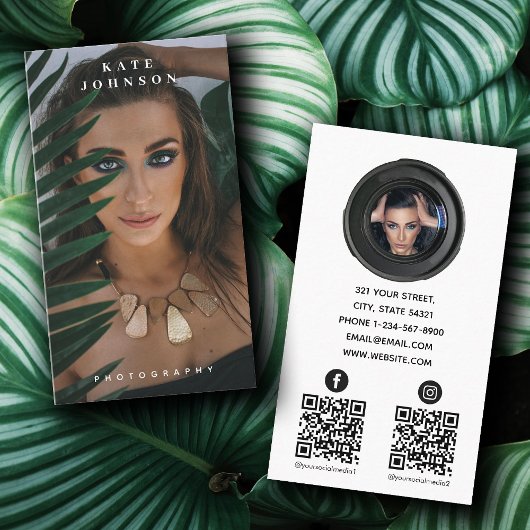 Fotografie Minimalistische Social Media 2 QR-Code Visitenkarte