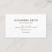 Fotografie mit moderner Kamera neon-weiße Schrift Visitenkarte (Rückseite)