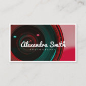 Fotografie mit moderner Kamera neon-weiße Schrift Visitenkarte (Vorderseite)