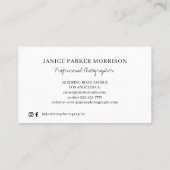 Fotografie, moderne berufliche Fotografin Visitenkarte (Rückseite)