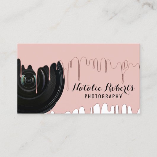 Fotografie Moderne Rose Gold Dripping Fotograf Visitenkarte (Vorderseite)
