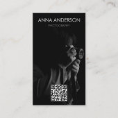 Fotografie Moderne vertikale QR Code Social Media Visitenkarte (Vorderseite)