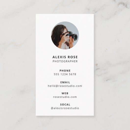 Fotografie Modernes Minimales Foto Visitenkarte (Vorderseite)