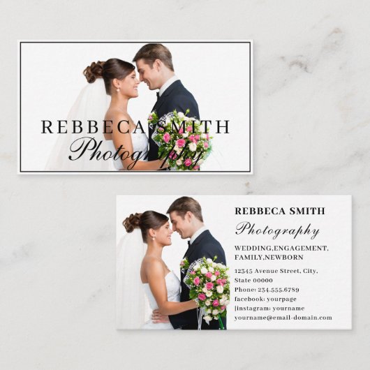 Fotografie Modernes Minimales Foto Weiß Visitenkarte (Vorne/Hinten)