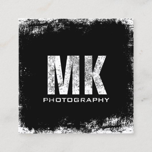Fotografie-mutiger Monogramm-Schmutz-Fotograf Quadratische Visitenkarte (Vorderseite)