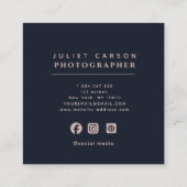 Fotografie Navy Blue & Blush Quadratische Visitenkarte (Rückseite)