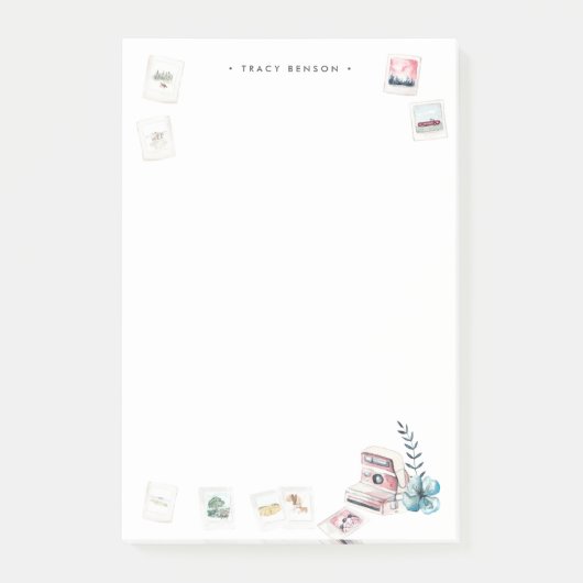 Fotografie | Personalisierte Aquarellkamera Post-it Klebezettel (Vorderseite)