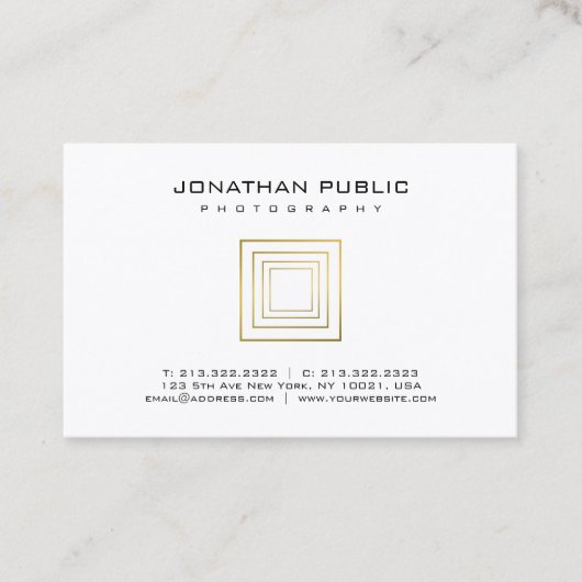 Fotografie-Schablonen-Fotograf-elegantes Gold Visitenkarte (Vorderseite)