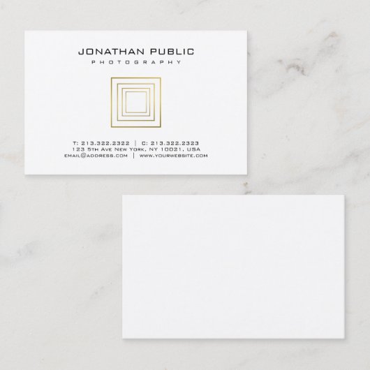 Fotografie-Schablonen-Fotograf-elegantes Gold Visitenkarte (Vorne/Hinten)