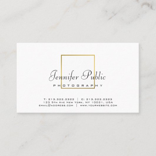 Fotografie Schlicht Elegant Gold Look Fotograf Visitenkarte (Vorderseite)