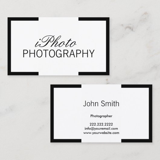 Fotografie-schwarze Grenzminimaler Fotograf Visitenkarte (Vorne/Hinten)