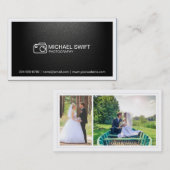 Fotografie Showcase Minimal einfache Matte Black Visitenkarte (Vorne/Hinten)