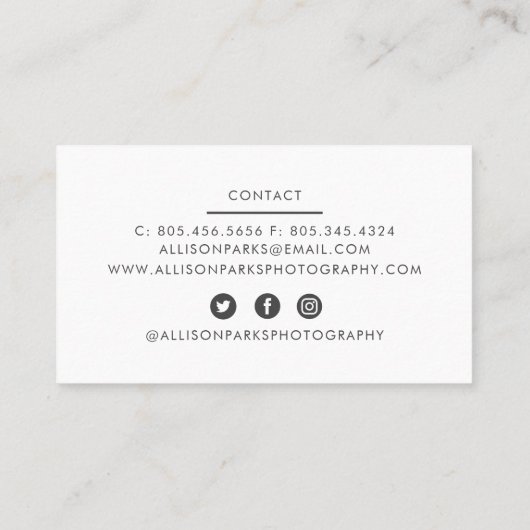 Fotografie / sonstige Visitenkarte (Rückseite)