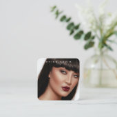 Fotografie Trendy Modern Full Foto QR Code Quadratische Visitenkarte (Stehend Vorderseite)