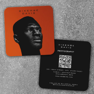 Fotografie Trendy Stylish Full Foto QR Code Quadratische Visitenkarte