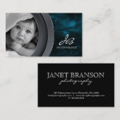 Fotografie-Visitenkarte-Schwarz-blauer Visitenkarte (Vorne/Hinten)