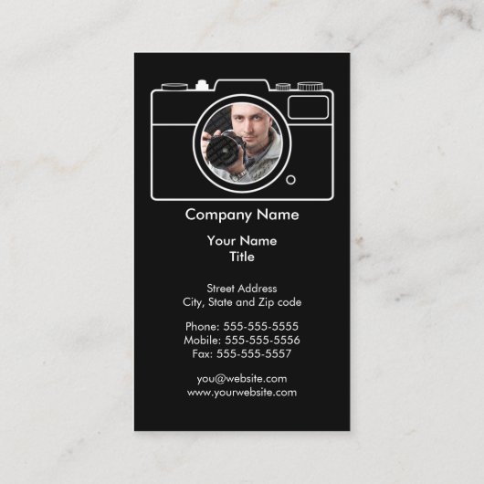 Fotografie-Visitenkarte - Schwarzes u. Weiß Visitenkarte (Rückseite)