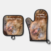 Fotografie von getilgten Hühnern Ofenhandschuh & Topflappen-Set (Vorderseite)