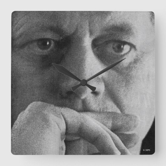 Fotografie von John F. Kennedy Quadratische Wanduhr (Vorderseite)