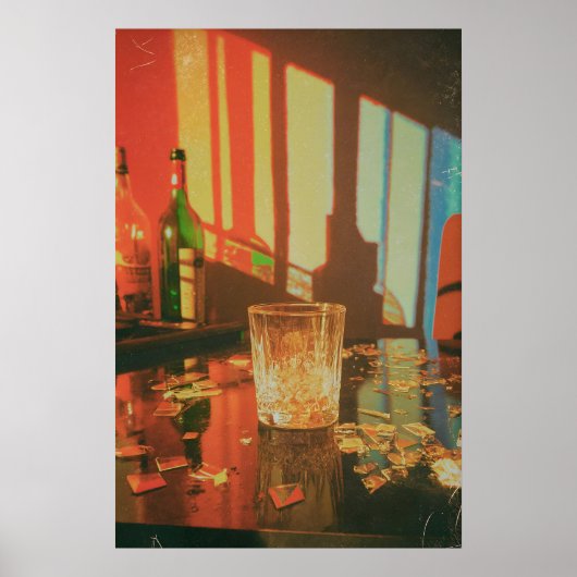 Fotografie von launischem zerbrochenem Glas mit fa Poster (Vorne)