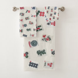 Fotografie von MahJongg-Fliesen auf Abzeichen Badhandtuch Set