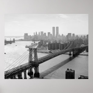 Fotografie von NYC und von Williamsburg-Brücke Poster