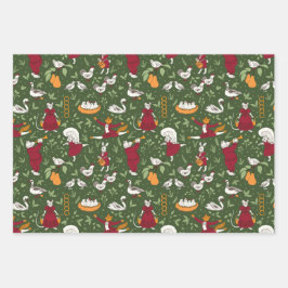 Fotografien von Weihnachten - Tiere, Holly, Karier Geschenkpapier Set