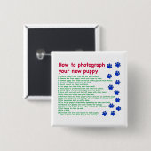 Fotografieren eines neuen Welpen Button (Vorne & Hinten)
