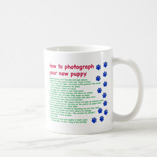 Fotografieren eines neuen Welpen Kaffeetasse