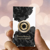 Fotografieren von Gold Camera Black Floral Fotogra Visitenkarte