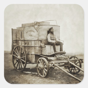 Fotografiewagen von Roger Fenton Photo Realismus Quadratischer Aufkleber