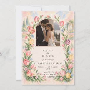 Fotografische Romantische Wasserfarbe Tulpenhochze Save The Date