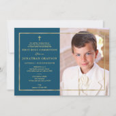 Fotografisches First Heilige Kommunion Gold Einladung (Vorderseite)