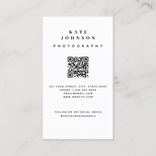Fotografisches Foto Moderne Social Media QR-Code Visitenkarte (Rückseite)