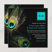 Fotografisches Pfauenfeathers Foto Hochzeit 2 Einladung (Vorne/Hinten)